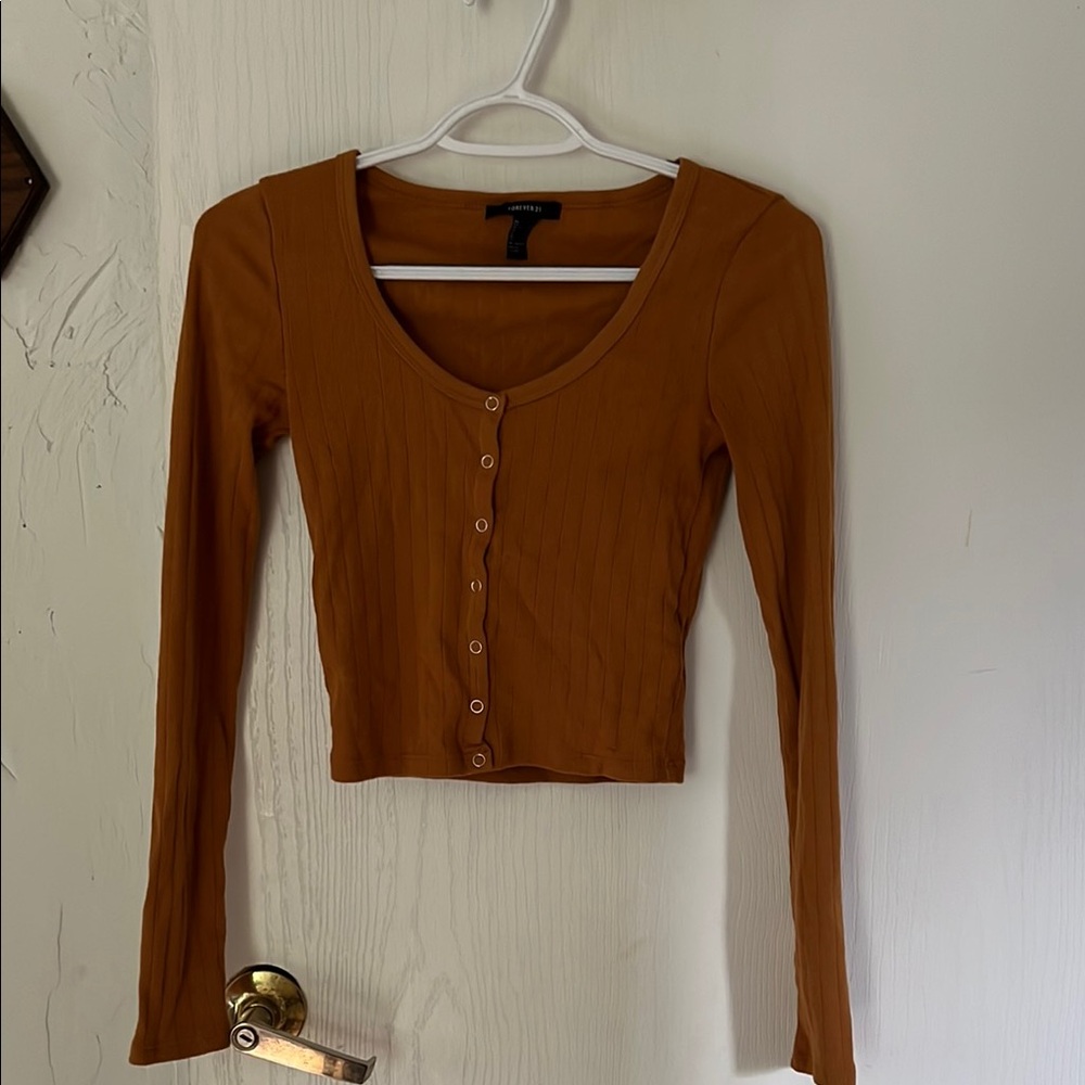 Women's Orange Button-Up Top